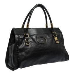 Pre Owned حقيبة يد كلوي سحاب علوي جلد أسود 