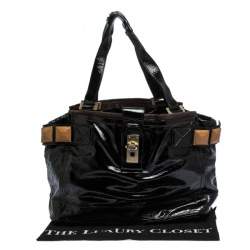 Pre Owned Chloe Black Patent Leather Audra Tote