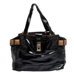 Pre Owned Chloe Black Patent Leather Audra Tote