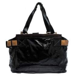 Pre Owned Chloe Black Patent Leather Audra Tote