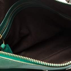 Pre Owned Chloe Grey/Green Croc Embossed Leather Buckle Handle Satchel