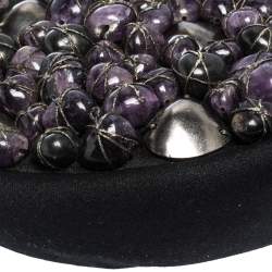 Pre Owned حقيبة هوبو مزخرف أحجار خرز ساتان أسود