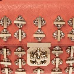 مملوكة مسبقًا Chloe Orange Leather Medium Crystal Embellished Elsie Shoulder Bag