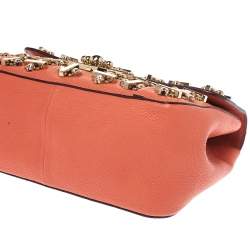مملوكة مسبقًا Chloe Orange Leather Medium Crystal Embellished Elsie Shoulder Bag