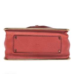 Pre Owned Chloe Coral Orange Leather Medium Sally Flap Shoulder Bag