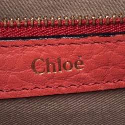 Pre Owned Chloe Coral Orange Leather Medium Sally Flap Shoulder Bag