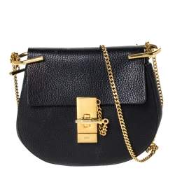 Pre Owned Chloe Black Leather Mini Drew Shoulder Bag
