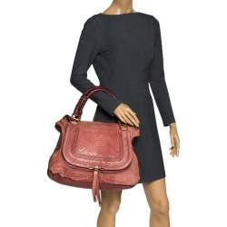 Pre Owned Chloe Cinnamon Rose Python and Leather Large Marcie Satchel