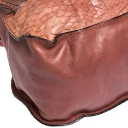 Pre Owned Chloe Cinnamon Rose Python and Leather Large Marcie Satchel