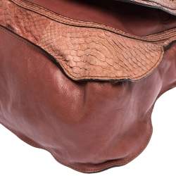 Pre Owned Chloe Cinnamon Rose Python and Leather Large Marcie Satchel