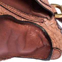 Pre Owned Chloe Cinnamon Rose Python and Leather Large Marcie Satchel