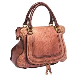 Pre Owned Chloe Cinnamon Rose Python and Leather Large Marcie Satchel
