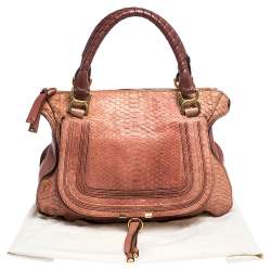 Pre Owned Chloe Cinnamon Rose Python and Leather Large Marcie Satchel