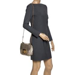 Pre Owned Chloe Metallic Gold Leather Small Elsie Shoulder Bag