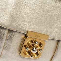 Pre Owned Chloe Metallic Gold Leather Small Elsie Shoulder Bag