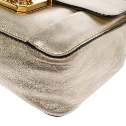 Pre Owned Chloe Metallic Gold Leather Small Elsie Shoulder Bag