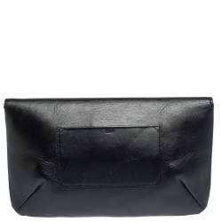 Pre Owned Chloe Black/Beige Leather Bow Flap Clutch