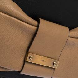 Pre Owned Chloe Black/Beige Leather Bow Flap Clutch