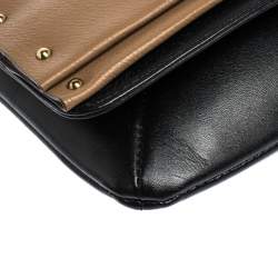 Pre Owned Chloe Black/Beige Leather Bow Flap Clutch