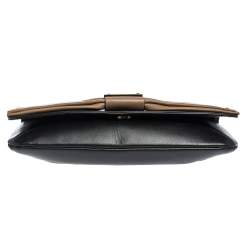 Pre Owned Chloe Black/Beige Leather Bow Flap Clutch