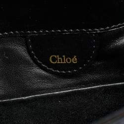 Pre Owned Chloe Black/Beige Leather Bow Flap Clutch