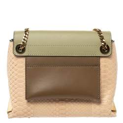 مملوكة مسبقًا حقيبة كتف كلوي كلير جلد أسود/بيج صغيرة