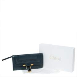 Pre Owned Chloe Blue Leather Marcie Continental Wallet
