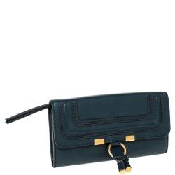Pre Owned Chloe Blue Leather Marcie Continental Wallet