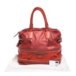 Pre Owned Chloe Two Tone Red Leather Andy Expandable Satchel
