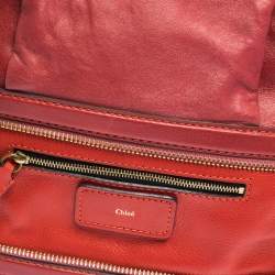 Pre Owned Chloe Two Tone Red Leather Andy Expandable Satchel