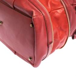 Pre Owned Chloe Two Tone Red Leather Andy Expandable Satchel
