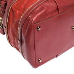 Pre Owned Chloe Two Tone Red Leather Andy Expandable Satchel