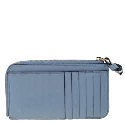 Pre Owned Chloe Powder Blue Leather Zip Card Holder