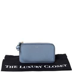 Pre Owned Chloe Powder Blue Leather Zip Card Holder