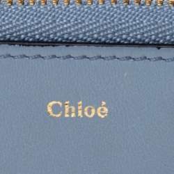 Pre Owned Chloe Powder Blue Leather Zip Card Holder