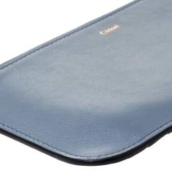 Pre Owned Chloe Powder Blue Leather Zip Card Holder