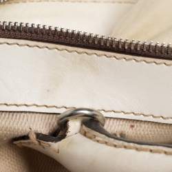 Pre Owned Chloe Light Cream Canvas and Leather Edith Satchel