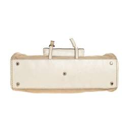 Pre Owned Chloe Light Cream Canvas and Leather Edith Satchel