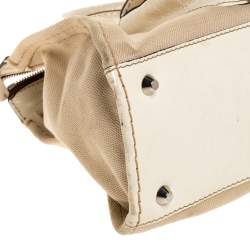 Pre Owned Chloe Light Cream Canvas and Leather Edith Satchel