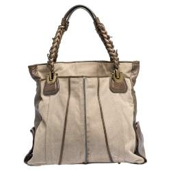 Pre Owned حقيبة كتف كلوي "هيلويز" كبيرة كانفاس و جلد بيج