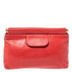 Chloe Coral Orange Leather Bow Clutch