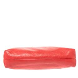 Chloe Coral Orange Leather Bow Clutch