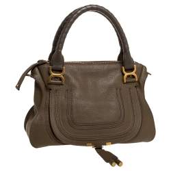 Pre Owned Chloe Olive Green Leather Medium Marcie Satchel