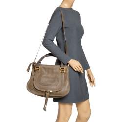 Pre Owned Chloe Olive Green Leather Medium Marcie Satchel