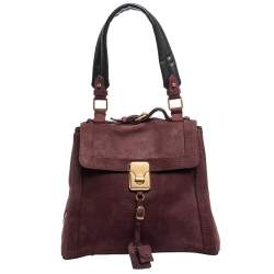 Pre Owned Chloe Burgundy/Black Nubuck and Leather Darla Satchel 
