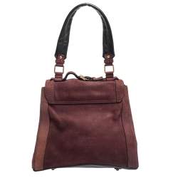 Pre Owned Chloe Burgundy/Black Nubuck and Leather Darla Satchel 