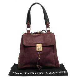 Pre Owned Chloe Burgundy/Black Nubuck and Leather Darla Satchel 