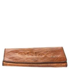 Pre Owned Chloe Tan Leather Continental Wallet