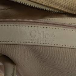Chloe Light Beige Canvas and Leather Crystal Embellished Crescent Hobo