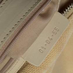 Chloe Light Beige Canvas and Leather Crystal Embellished Crescent Hobo